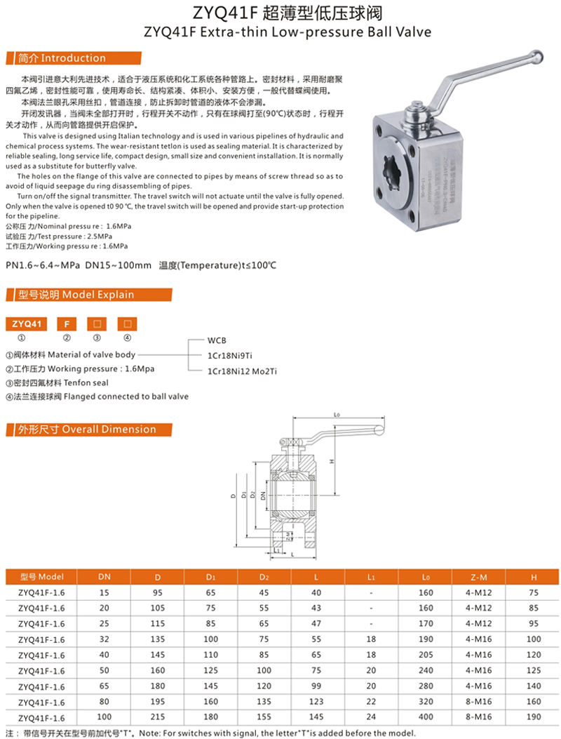 ZYQ41F超薄型低压球阀